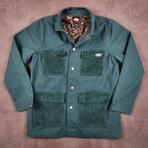 Dickies Reworked Barn Chore Coat Medium Green Paisley Lined Heavy Workwear